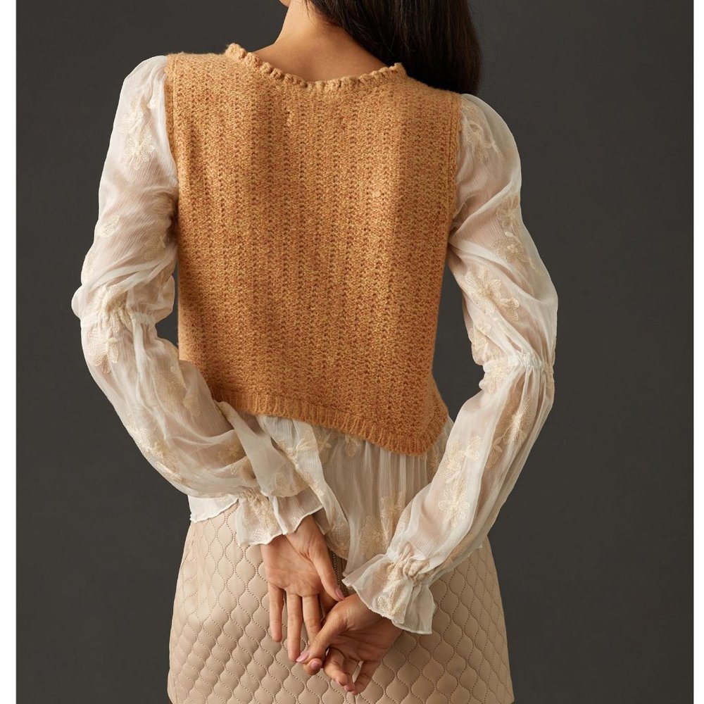 By Anthropologie Layered Sweater Vest Neutral Brown - Large - Picture 3 of 12